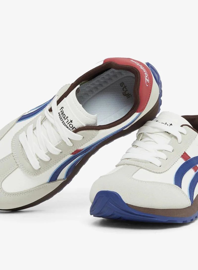 Styli Active Color Block Contrast Lined Lace-Up Sneakers