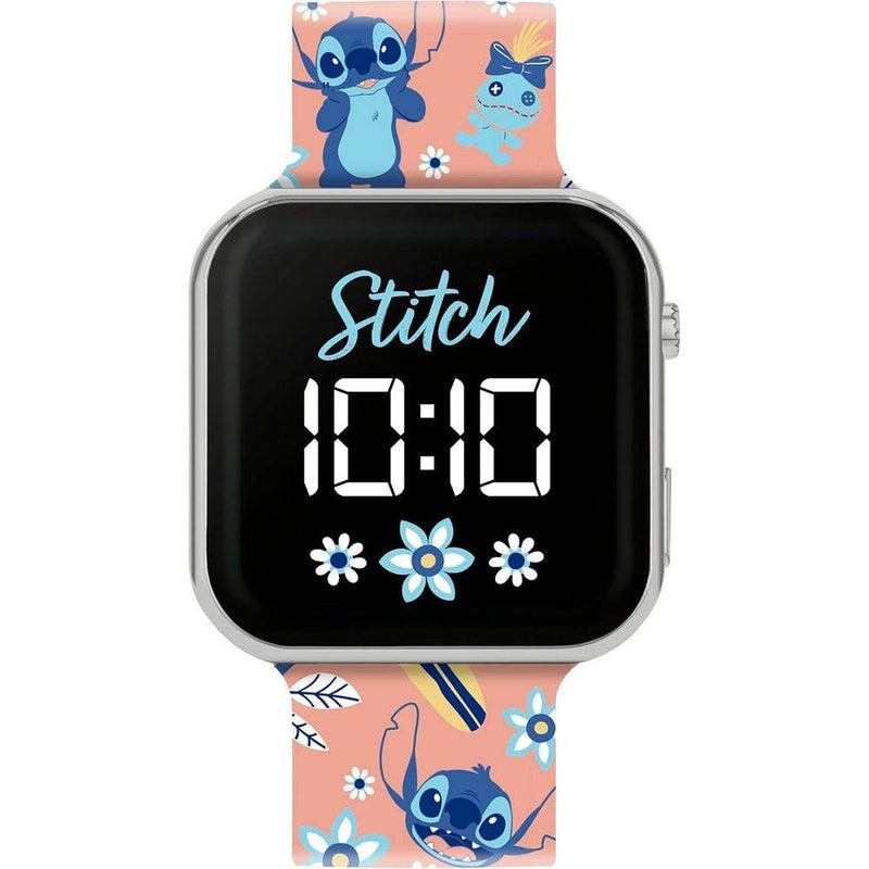 Disney Lilo & Stitch Stitch Floral Print LED Digital Watch (Pink/Blue) - Image 3