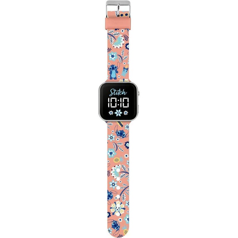 Disney Lilo & Stitch Stitch Floral Print LED Digital Watch (Pink/Blue) - Image 2
