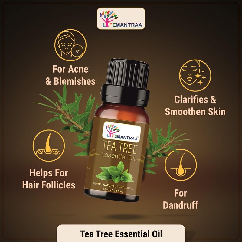 Lifemantraa Lifemantraa Pure Tea Tree Lavender Rose Peppermint Sweet orange and Lemongras Essential Oil for Home Fragrance Diffuser Essential Oils Set for Room Air Freshener Aroma Oil Diffusers Soap Making Candle Making 15ml Each 90ml  - Image 2
