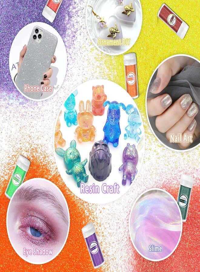 Renfio 32 Colors Iridescent Glitter Set, 16.93oz 480g Ultra Fine Powder PET 1/128" 0.008" 0.2mm Resin Supplies Assorted Craft for Fake Nails, Resin Art, Tumblers, Slime, Hair, Bomb - Image 5