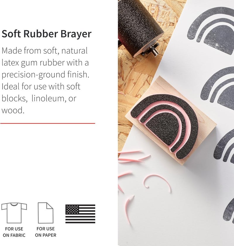 Speedball Soft Rubber Brayer, 3-Inch - Versatile Printmaking Roller Tool for Gel & Block Printing - Image 3