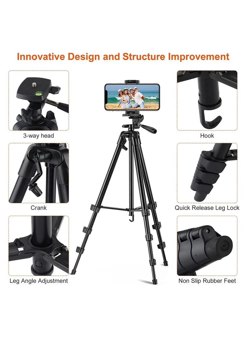 Phone Tripod 127cm/50in, Eocean Aluminum Mobile Tripod Stand with Carry Bag for DSRL, SRL, Travel Tripod with Wireless Remote Control for Live Streaming, Work, Vlogging  - Image 3