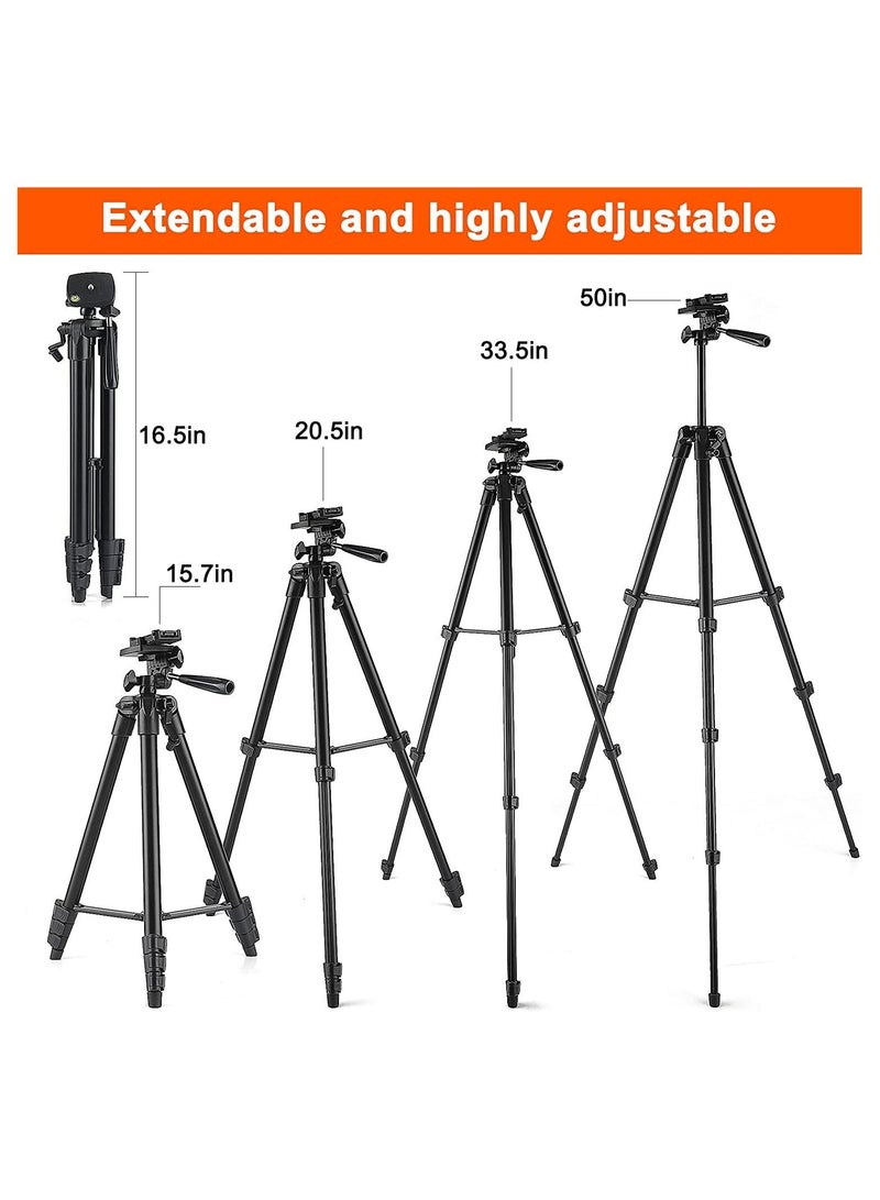 Phone Tripod 127cm/50in, Eocean Aluminum Mobile Tripod Stand with Carry Bag for DSRL, SRL, Travel Tripod with Wireless Remote Control for Live Streaming, Work, Vlogging  - Image 2