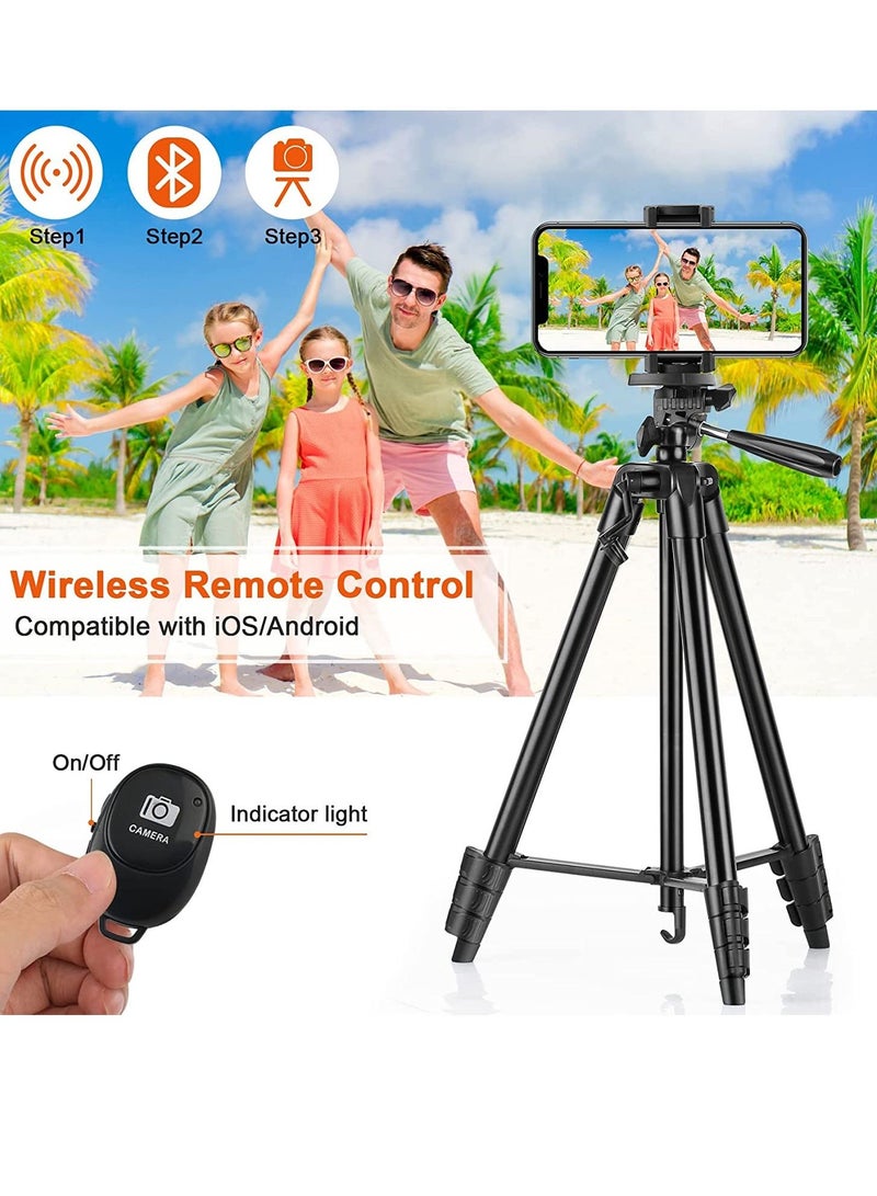 Phone Tripod 127cm/50in, Eocean Aluminum Mobile Tripod Stand with Carry Bag for DSRL, SRL, Travel Tripod with Wireless Remote Control for Live Streaming, Work, Vlogging  - Image 5