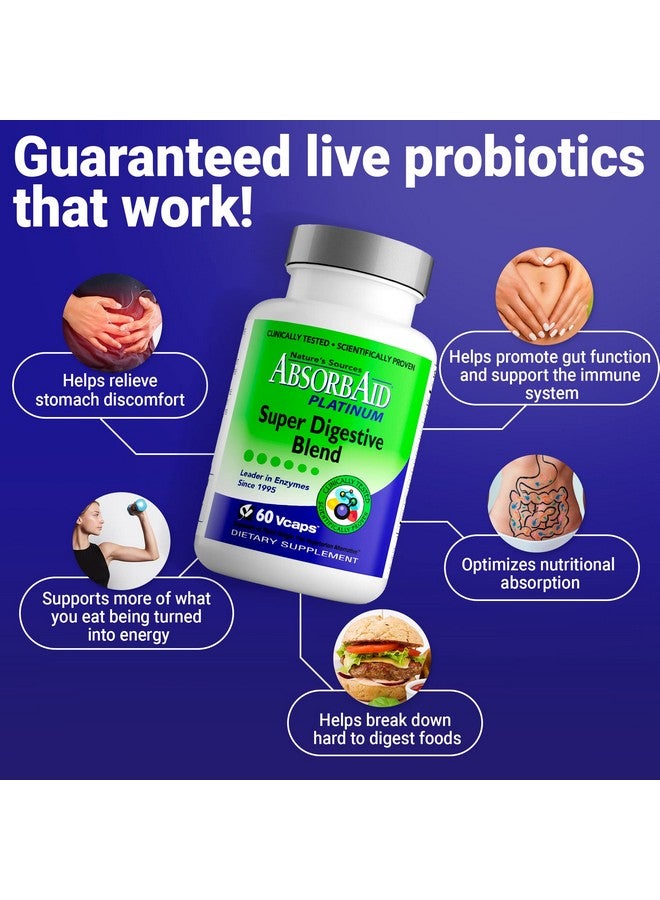 AbsorbAid أبزورب إيد بلاتينيوم دعم إنزيمات الهضم 60 كبسولة، 12 إنزيم هضمي بالإضافة إلى 2 بروبيوتيك لأقصى راحة - Image 5