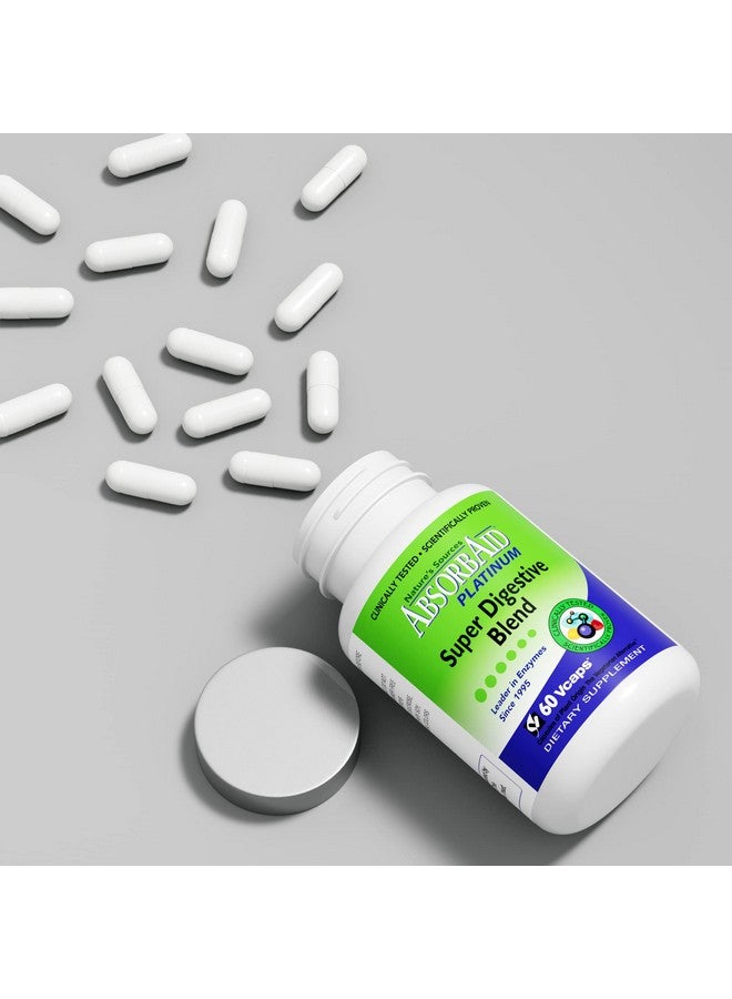 AbsorbAid أبزورب إيد بلاتينيوم دعم إنزيمات الهضم 60 كبسولة، 12 إنزيم هضمي بالإضافة إلى 2 بروبيوتيك لأقصى راحة - Image 2