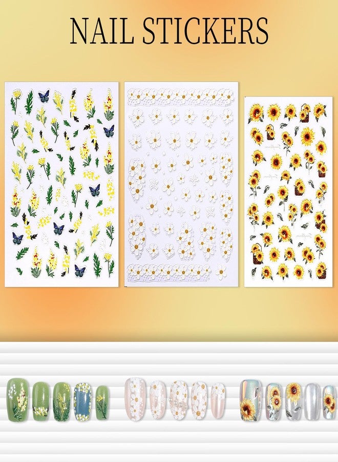 FANDAMEI Nail Stickers for Nail Art, 5D Embossed Flower Nail Stickers, Nail Decals, 10 PCS Self-Adhesive Nail Art Sticker, Floral Nail Decorations - Image 4