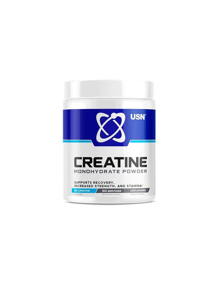 USN Creatine Monohydrate Powder 300 gram 60 Servings Support Recovery Increased Strength And Stamina - Image 1