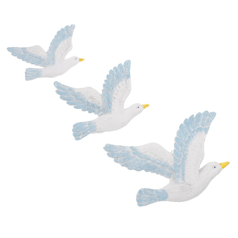 3Pcs Mediterranean Style Seagulls Birds Seabirds Marine Wall Hanging Decoration - Image 1
