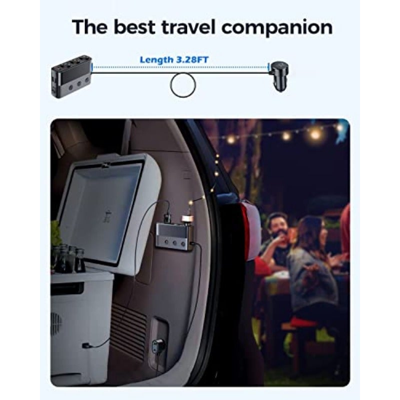 شاحن سيارة بشحن سريع 128 واط، 5 من منافذ USB، محول سيارة بمنفذ Type-C، متوافق مع iPhone 15 Pro Max و15 Pro و15 و14 و13 Pro Max و12 و11، سامسونج S23 وS22 وغيرها C28 - Image 2