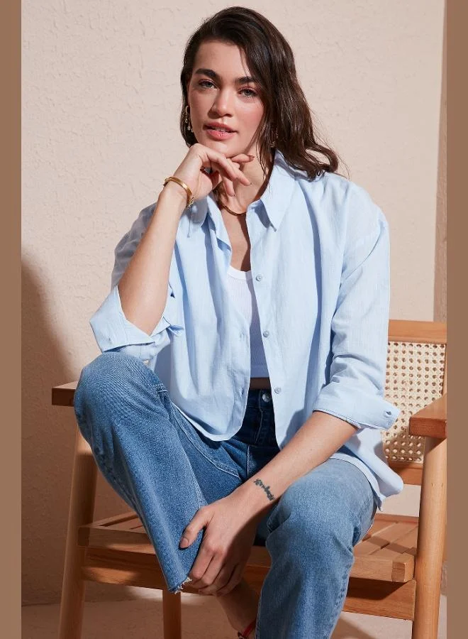 Lela Lela Cotton Regular Fit Long Sleeve Plain Shirt Women's SHIRT CF25S168305