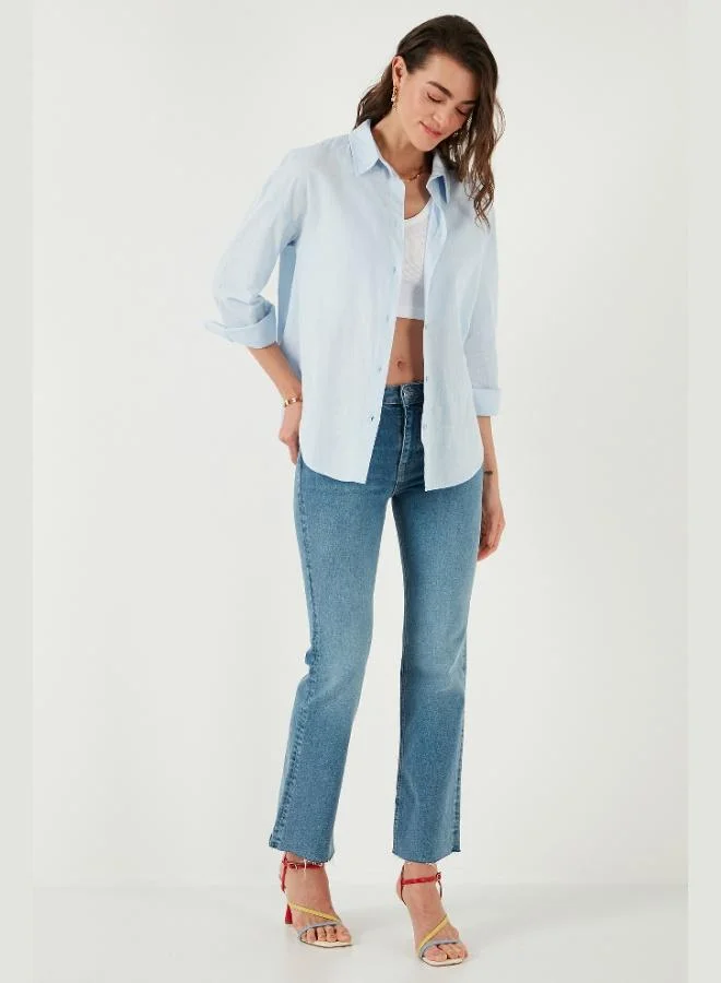 Lela Lela Cotton Regular Fit Long Sleeve Plain Shirt Women's SHIRT CF25S168305