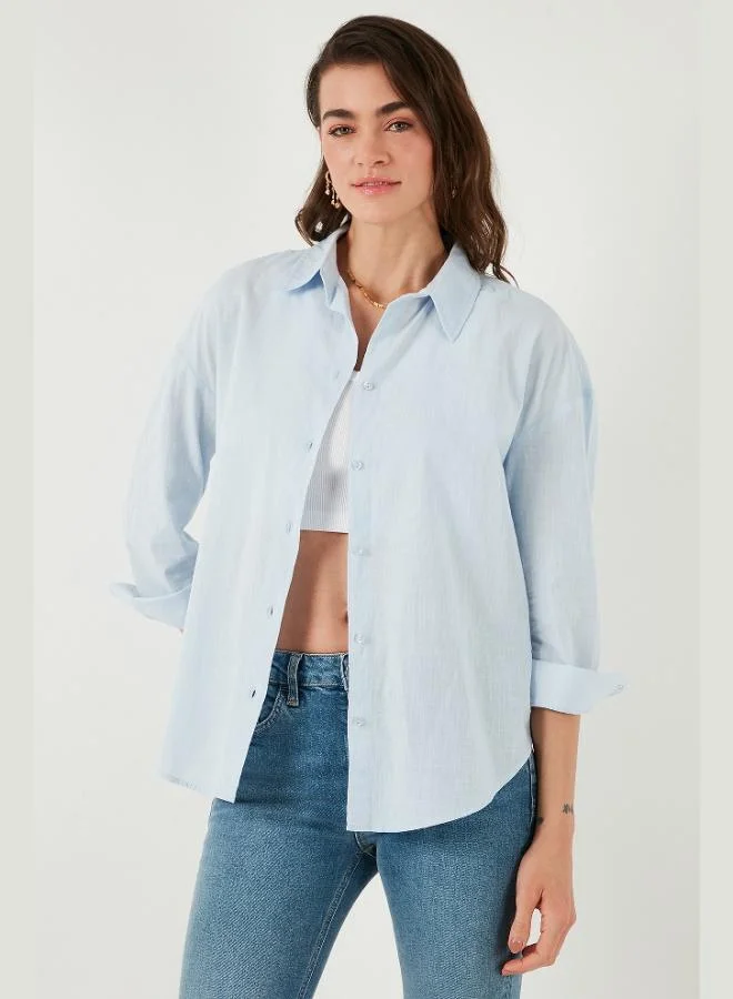 Lela Lela Cotton Regular Fit Long Sleeve Plain Shirt Women's SHIRT CF25S168305