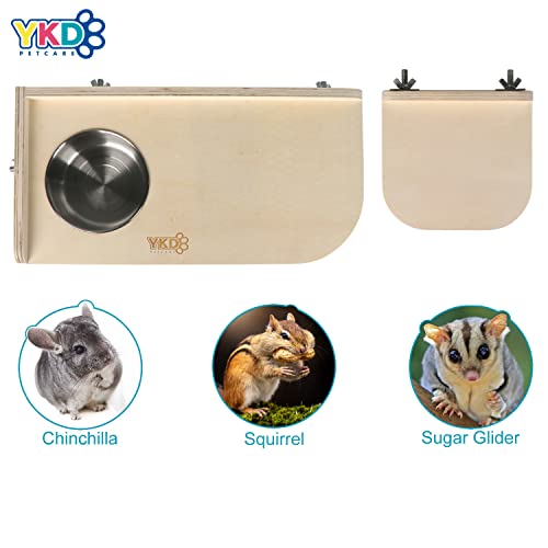 YKD Natural Wood Chinchilla Platform Set, Pet Cage Platform with Feeding Bowl, Small Animals Cage Accessories for Chinchillas, Squirrels, Gerbils, Sugar Gliders, Hamsters, Mice, Rats, Parrots - Image 4