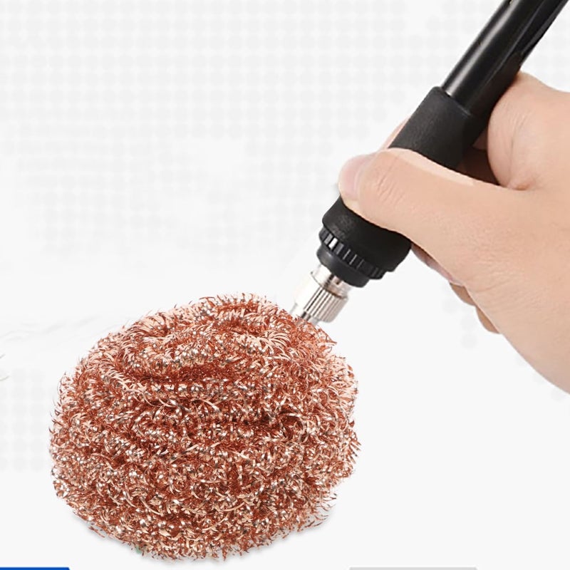 Soldering Iron Tip Kit with Brass Wire Sponge and Holder Soldering Iron Tip Cleaning Set for Welding and Repair 2pcs for Electronics Maintenance - Image 4
