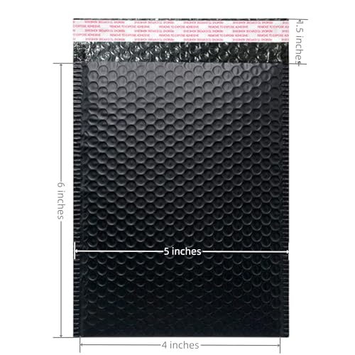 Yzjcafriz Bubble Mailers 4x6 Inch 12 Pack Small Padded Envelopes Poly Thicken Padded Self Seal Envelopes Bags (Black, 4X6 Inches) - Image 2
