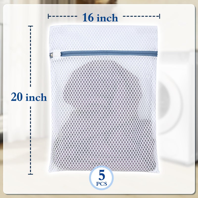 KWULP Heavy-Duty Honeycomb Mesh Laundry Bags 5-Pack (16x20 Inch) | Delicates Protector for Lingerie & Baby Clothes - Image 4