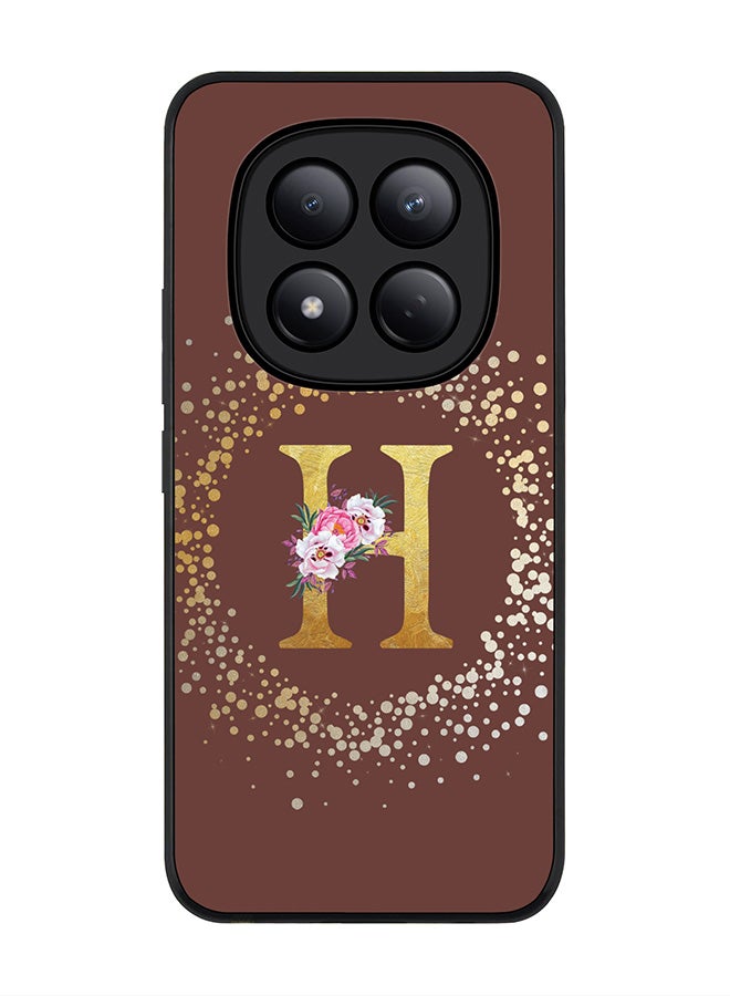For Xiaomi Redmi Note 15 Pro 4G Case,Slim fit Camera Protection, Shockproof Thin Phone cover  - Custom Monogram Floral - H  (Brown )