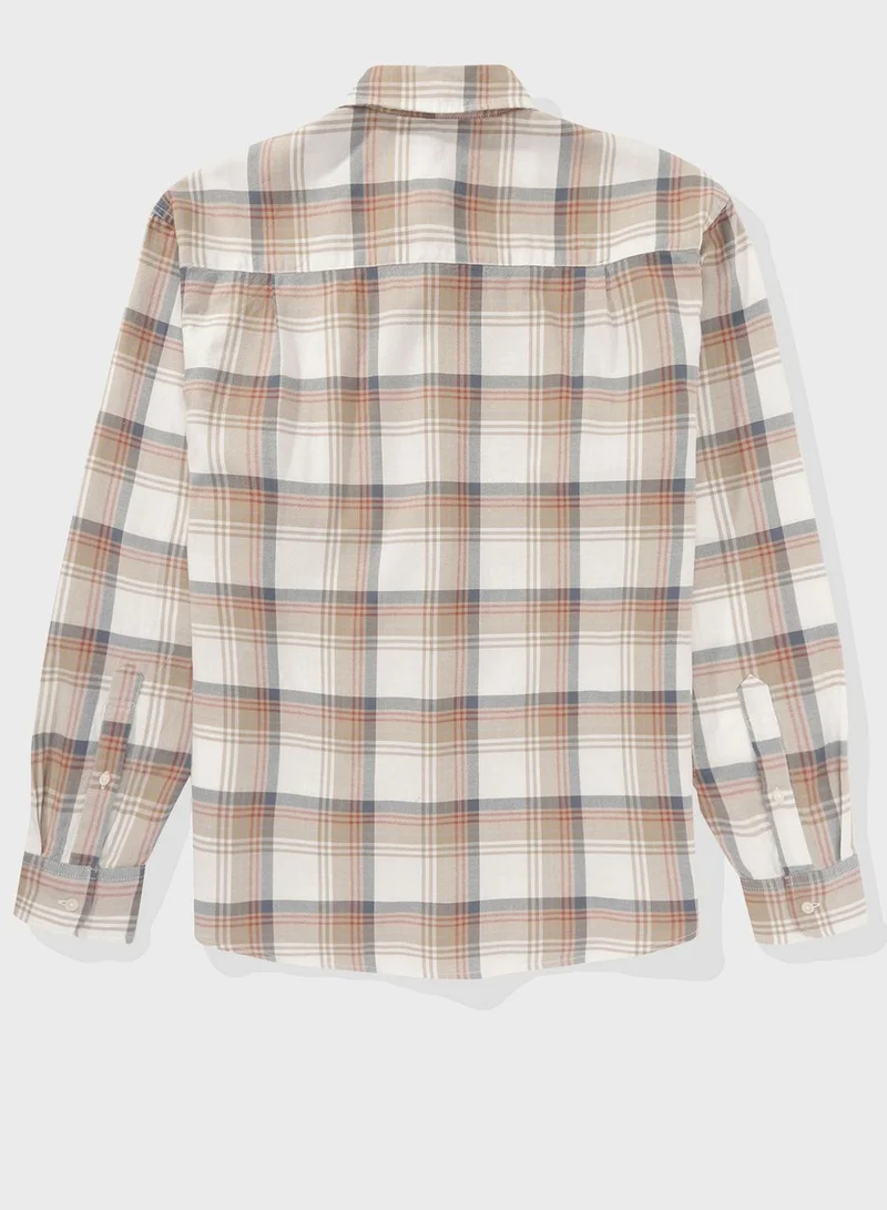 امريكان ايجل Check Detailed Regular Fit Oxford Shirt