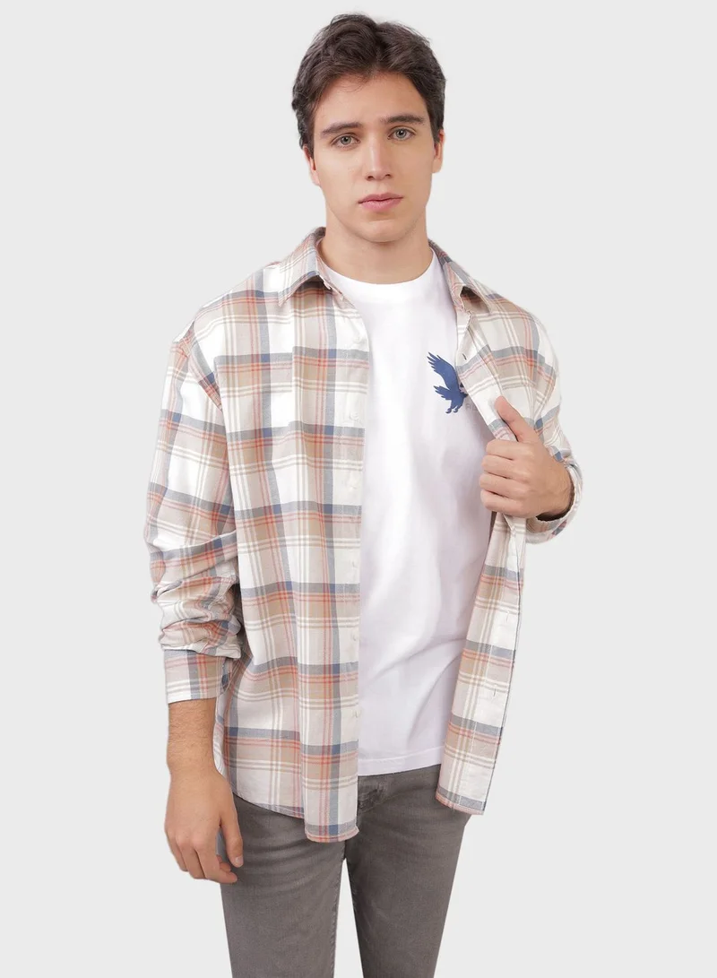 امريكان ايجل Check Detailed Regular Fit Oxford Shirt