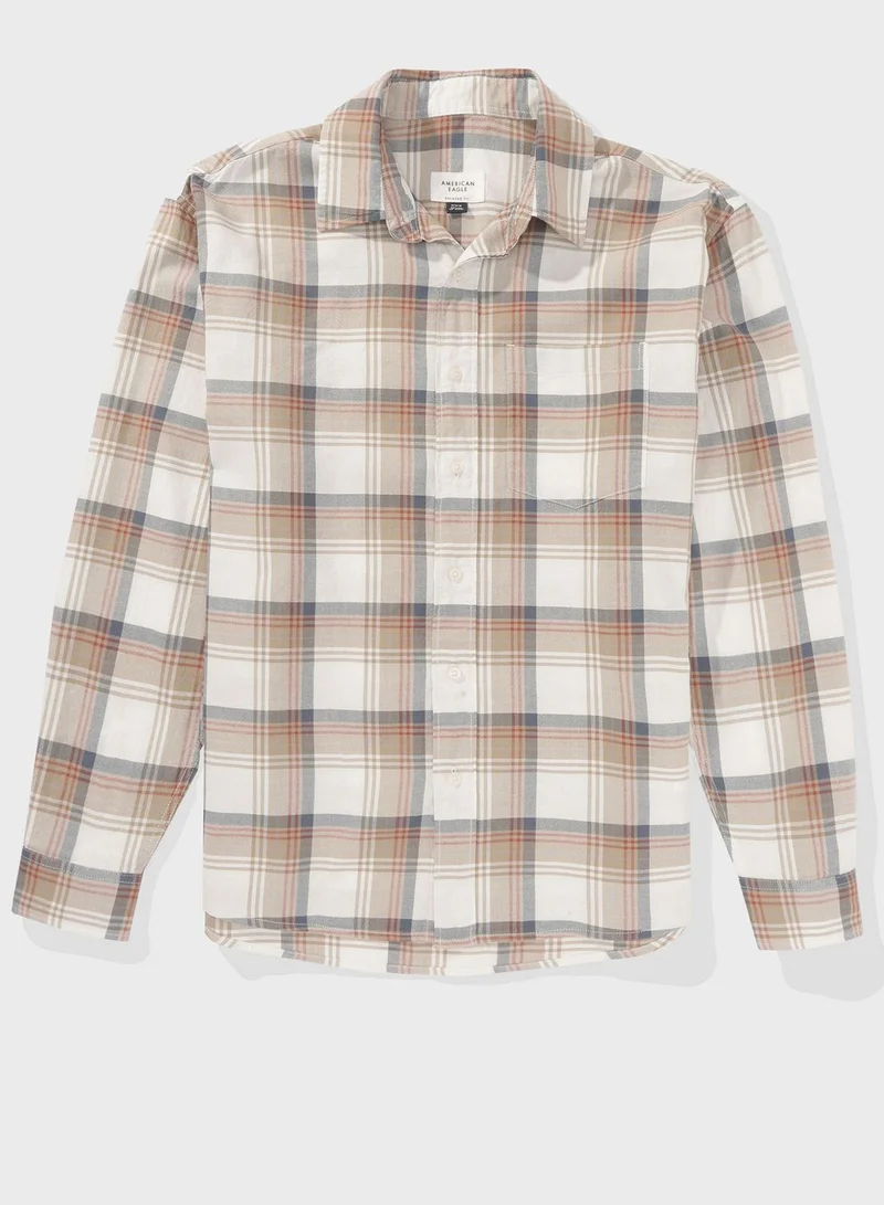 امريكان ايجل Check Detailed Regular Fit Oxford Shirt