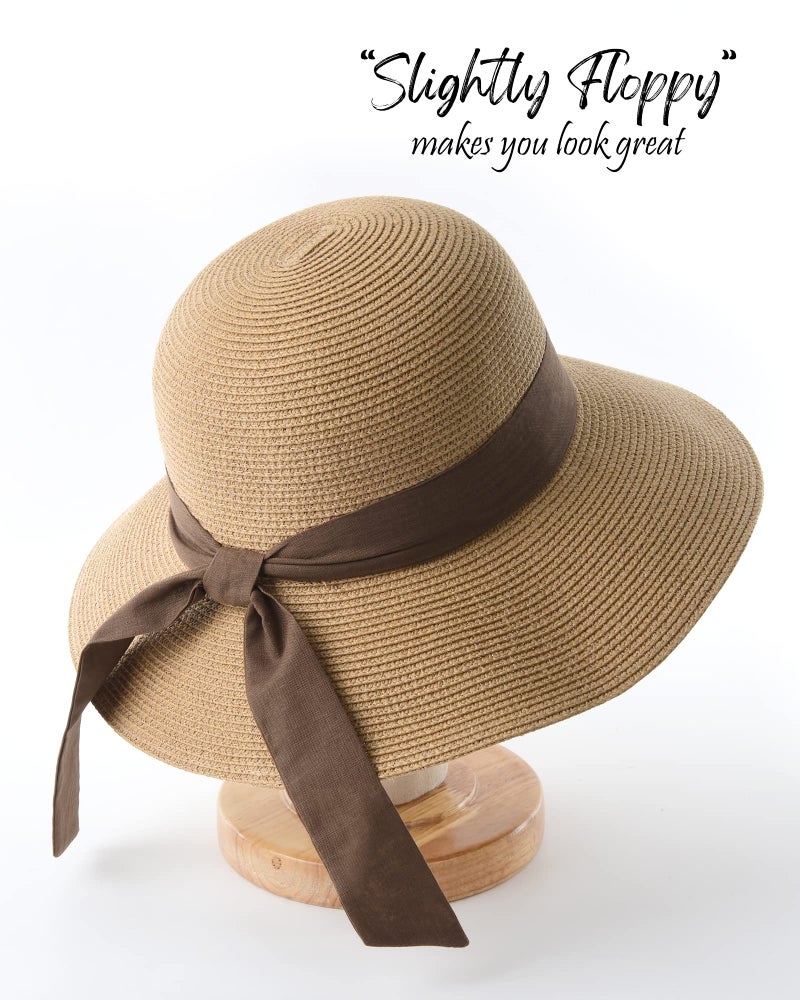 FURTALK Womens Beach Sun Straw Hat UV UPF 80+ Travel Foldable Brim Summer UV Hat - Image 2