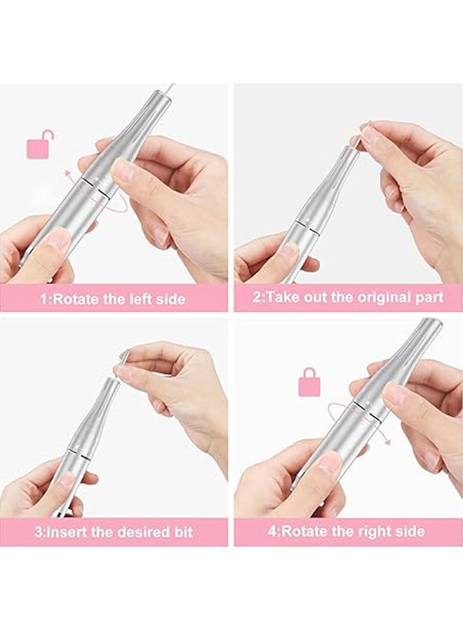 عام العنوان: جهاز حفر أظافر كهربائي محمول، سرعة 35000 دورة في الدقيقة، جهاز حفر أظافر قابل لإعادة الشحن، مع 11 رأسًا قابلًا للتبديل وأشرطة رملية للاستخدام في المنزل والصالونات - Image 4