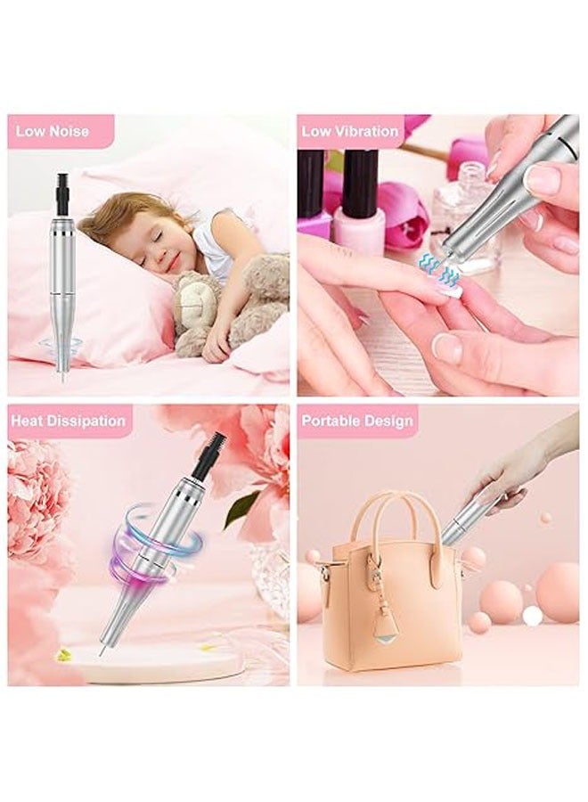 عام العنوان: جهاز حفر أظافر كهربائي محمول، سرعة 35000 دورة في الدقيقة، جهاز حفر أظافر قابل لإعادة الشحن، مع 11 رأسًا قابلًا للتبديل وأشرطة رملية للاستخدام في المنزل والصالونات - Image 5