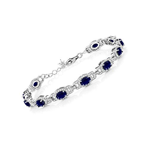 Gem Stone King 7-14 Cttw Oval Gemstone Birthstone Tennis Bracelet For Women | 925 Sterling Silver | Oval 6X4MM | 7 Inch With 1 Inch Extender | Fine Jewelry Gifts for Her Mom Women Wife - Image 1