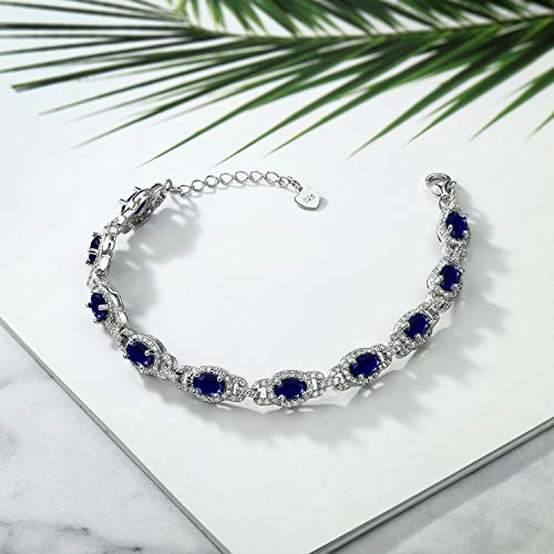 Gem Stone King 7-14 Cttw Oval Gemstone Birthstone Tennis Bracelet For Women | 925 Sterling Silver | Oval 6X4MM | 7 Inch With 1 Inch Extender | Fine Jewelry Gifts for Her Mom Women Wife - Image 5