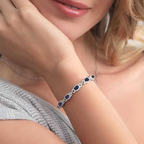Gem Stone King 7-14 Cttw Oval Gemstone Birthstone Tennis Bracelet For Women | 925 Sterling Silver | Oval 6X4MM | 7 Inch With 1 Inch Extender | Fine Jewelry Gifts for Her Mom Women Wife - Image 3