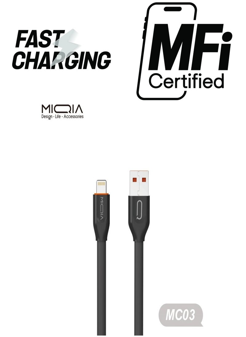 MIQIA 2.4A Flat Cable Black  - Image 1