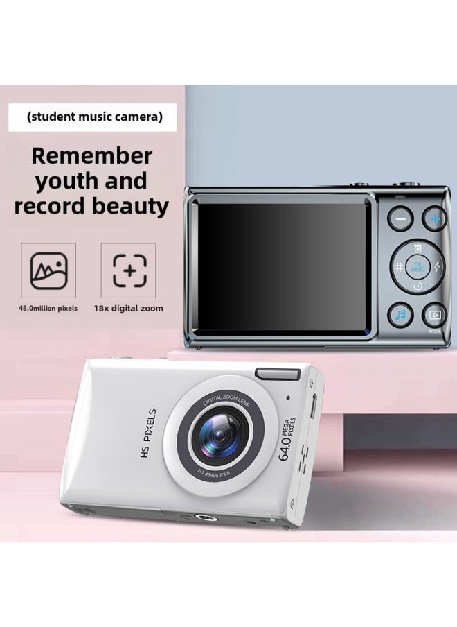 Generic 64 Million Student Music Digital Camera Portable Travel Entry-level Micro Single Vlog Camera-Body Color:FSD-C1 White  - Image 2