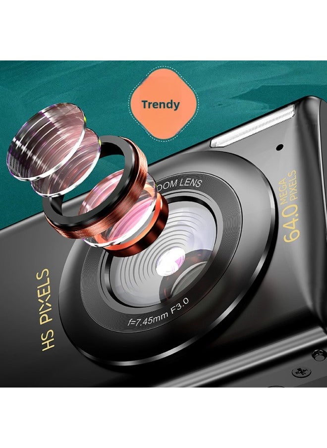Generic 64 Million Student Music Digital Camera Portable Travel Entry-level Micro Single Vlog Camera-Body Color:FSD-C1 White  - Image 5