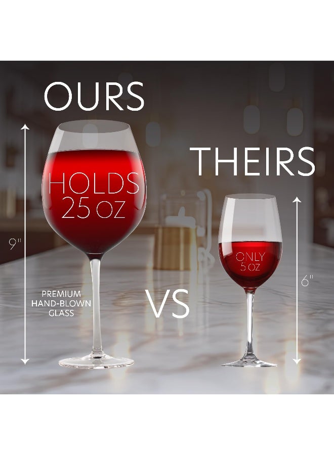 SCS Direct Oversized XL Giant Wine Glass (33.5oz) - Holds a Full Bottle of Wine or Jumbo Cocktails - Extra Large Glassware Fun for Pool Days, Bachelorette Parties, Weddings & Birthdays- Mother's Day Gift Idea - Image 3