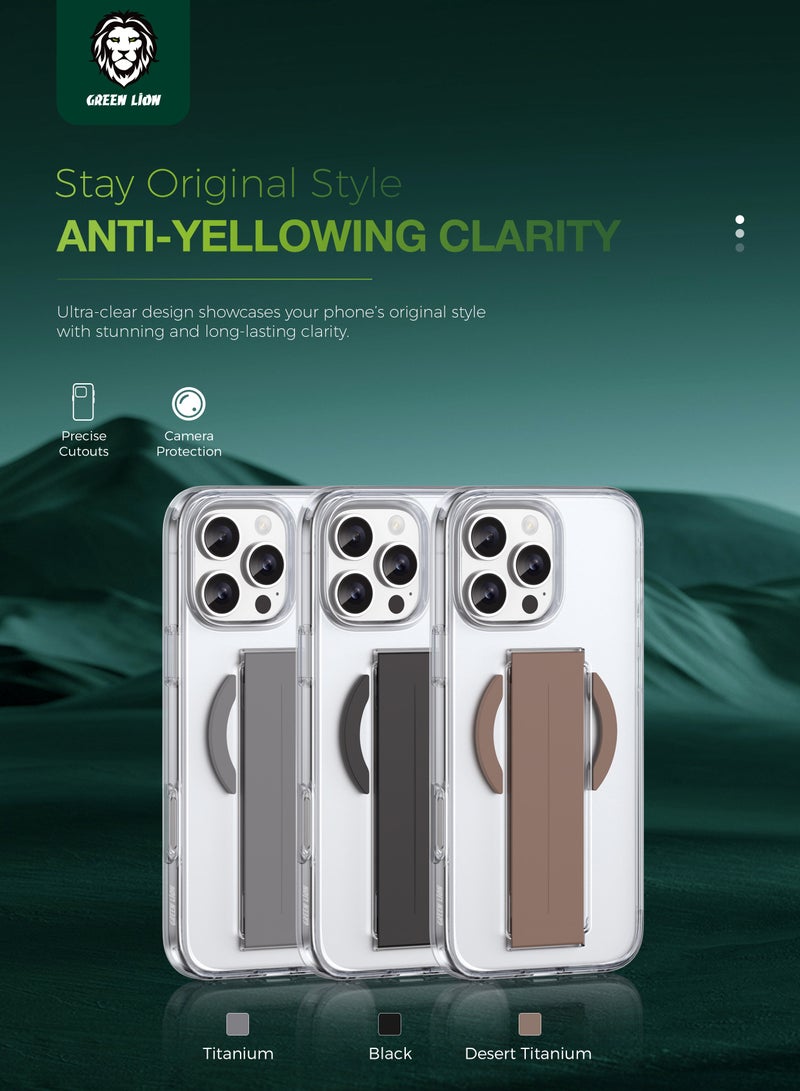 GREEN LION iPhone 16 Pro MagSafe Case with Grip / Screen & Camera Guard / Anti-Yellowing Clarity / Comfortable Grip / Drop & Damage Protection - Black Titanium - Image 2