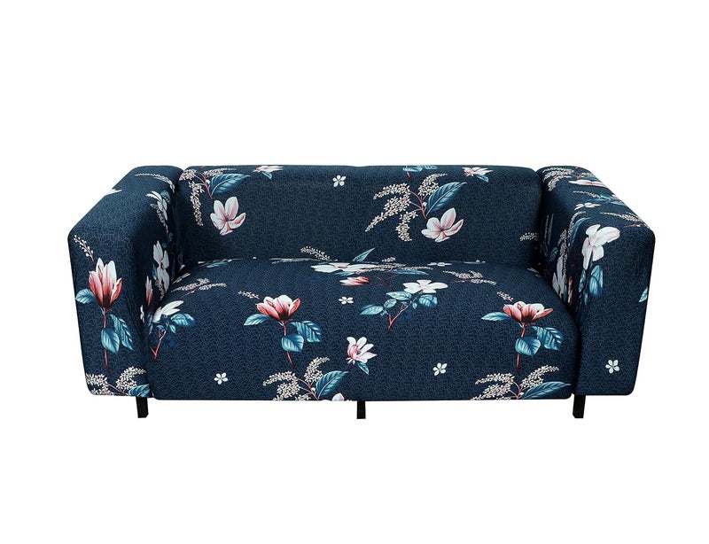 WINKEL WINKEL Universal Double Seater Sofa Cover Big Elasticity Cover for Couch Flexible Stretch Printed Sofa Slipcover 145185 Double Seater Dark Blue Lotus  - Image 3