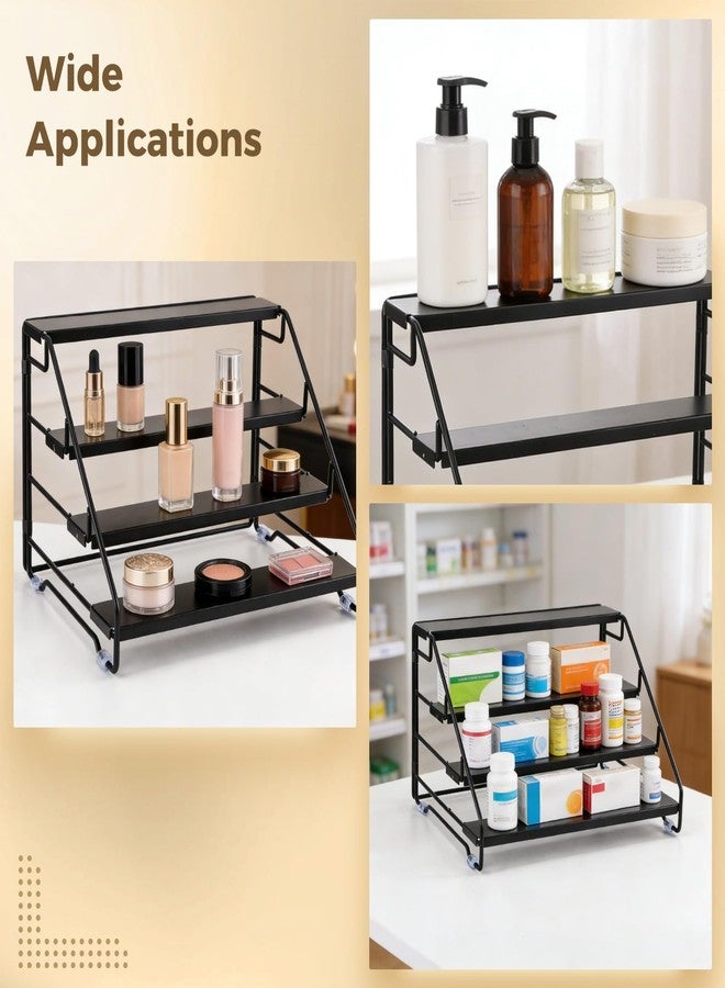 DORMIYA 2 PCS Foldable 4 Tier Spice Rack Organizer, Adjustable Step Shelf Tiered Spice Rack for Cabinet, Countertop & Pantry Storage, Metal Spice Rack for Spice Bottles, Jars - Image 5