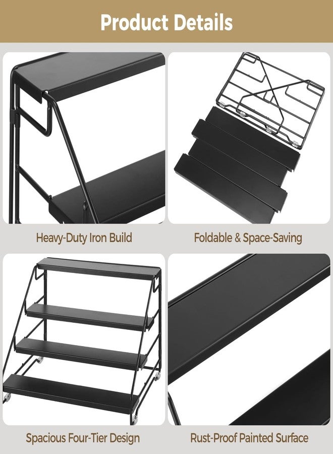 DORMIYA 2 PCS Foldable 4 Tier Spice Rack Organizer, Adjustable Step Shelf Tiered Spice Rack for Cabinet, Countertop & Pantry Storage, Metal Spice Rack for Spice Bottles, Jars - Image 3
