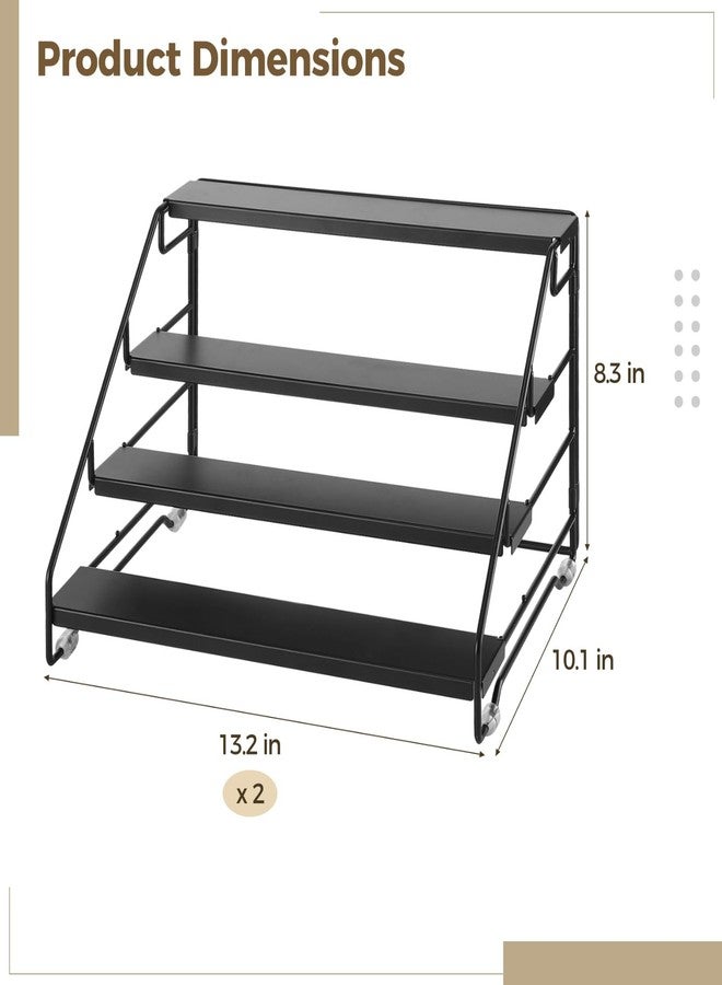 DORMIYA 2 PCS Foldable 4 Tier Spice Rack Organizer, Adjustable Step Shelf Tiered Spice Rack for Cabinet, Countertop & Pantry Storage, Metal Spice Rack for Spice Bottles, Jars - Image 4