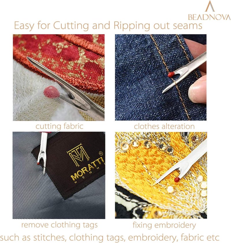 BEADNOVA Seam Ripper 2pcs Thread Cutter Stitch Remover Large Thread Remover Stitch Eraser Tag Ripper for Clothes Crafting Embroidery - Image 5