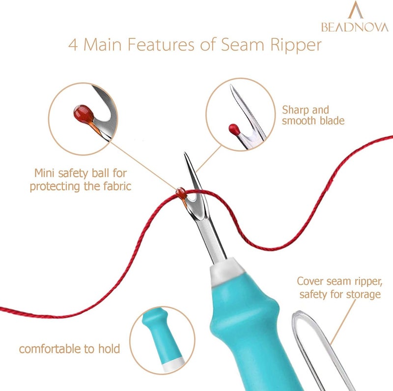 BEADNOVA Seam Ripper 2pcs Thread Cutter Stitch Remover Large Thread Remover Stitch Eraser Tag Ripper for Clothes Crafting Embroidery - Image 4