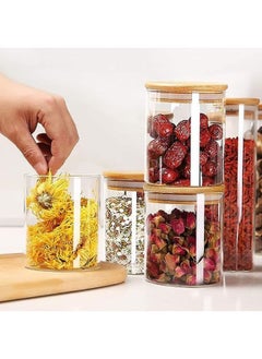Arabest Glass jars set 8oz, yibaodan 12 set spice jars with bamboo airtight lids and labels, food cereal storage containers for home kitchen tea herbs pasta coffee flour herbs grains  - Image 4