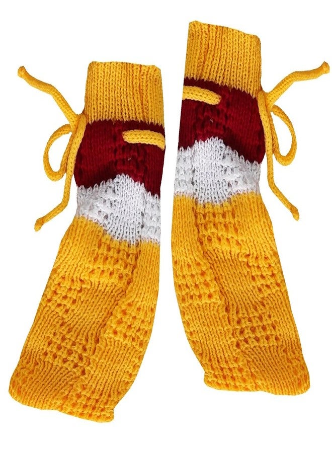 Timatim Baby Girls Woolen Knitted Round Neck Sweater with Cap and Booties Set Full Sleeves Dress (18-24 Months, Yellow) - Image 3