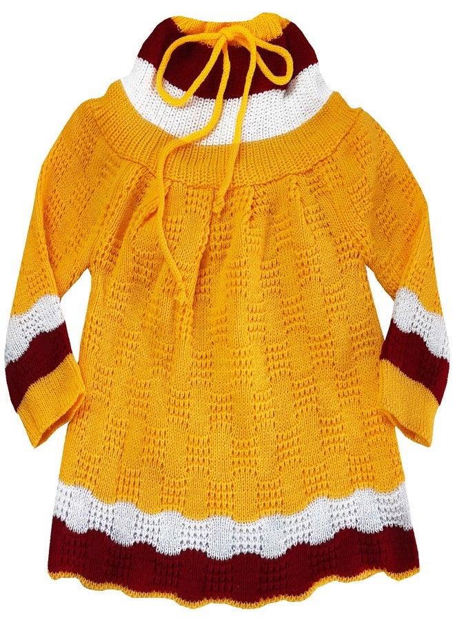 Timatim Baby Girls Woolen Knitted Round Neck Sweater with Cap and Booties Set Full Sleeves Dress (18-24 Months, Yellow) - Image 5