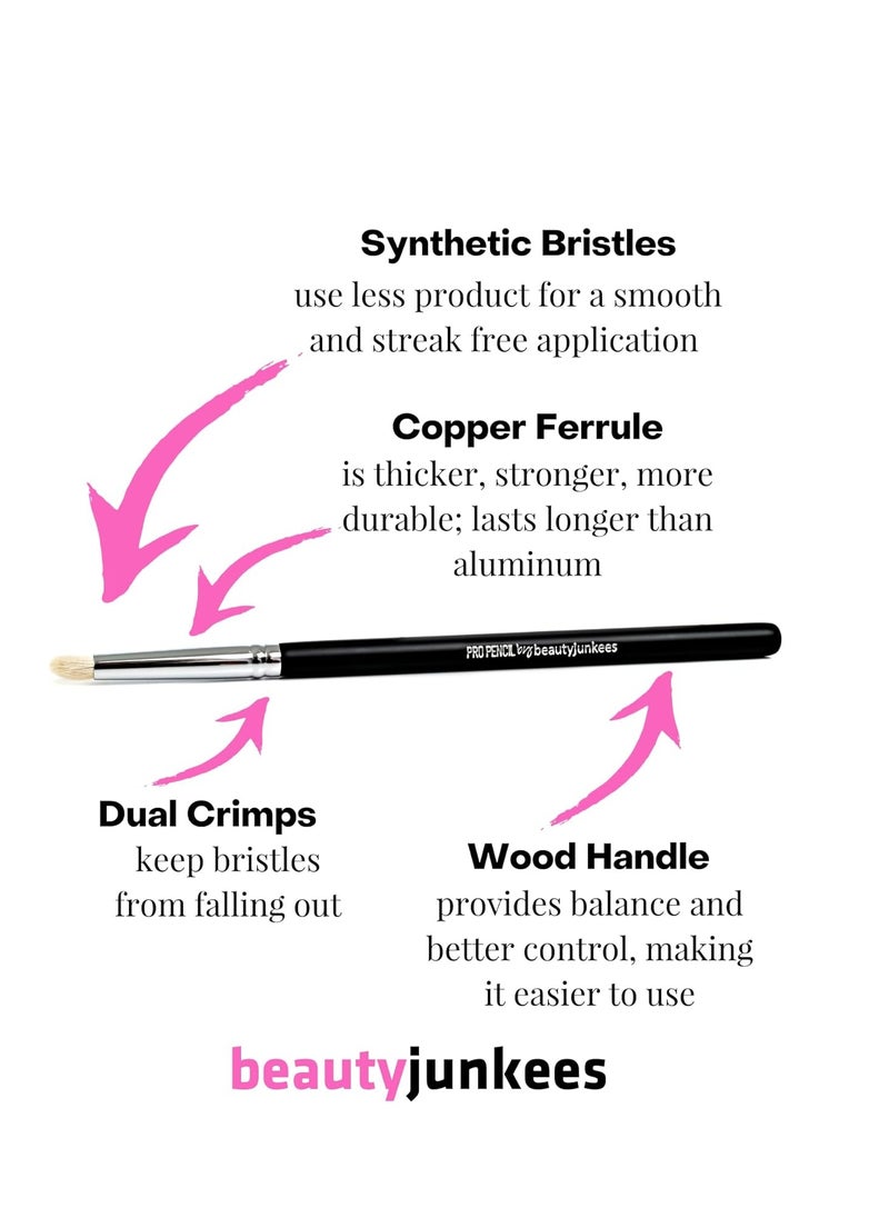 Beauty Junkees Pencil Brush Eye Makeup Brushes – Small Eyeshadow Brush, Eyeliner Smudge Brush, Eye Shadow Crease Brush, Soft Firm Tapered Point for Blending Liner Powder Cream Make Up, Synthetic  - Image 5