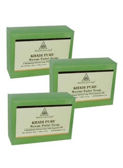 Khadi Pure Herbal Neem Tulsi Soap 125 G (Pack Of 3)Green  - Image 3