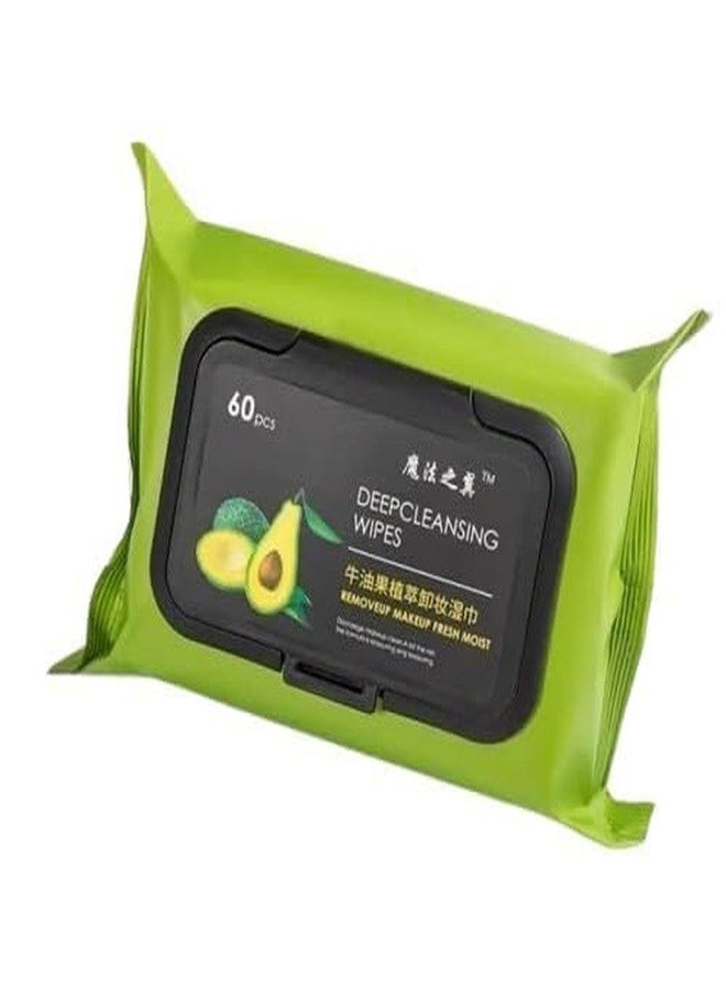 HETVIN Avocado Deep Cleansing Makeup Remover Wipes - 60 PCS Gentle Face Wipes for Dirt, Oil & Impurities, Hydrating & Refreshing Wet Wipes for All Skin Types - Image 1