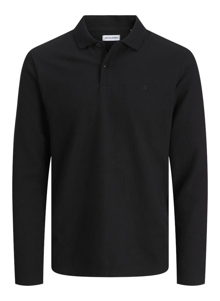 JACK & JONES Black Detail:Classic Logo Long Sleeve Polo for Men | Best Price UAE